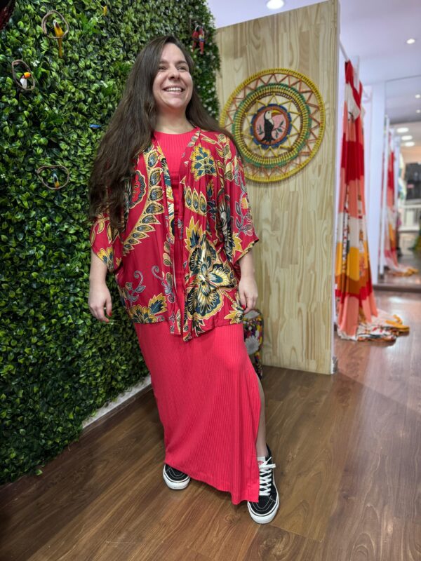 Kimono refarm tam único vermelho com faixa (novo)