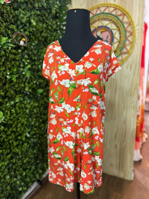 Macaquinho Laranja florido Estampado (desapego)