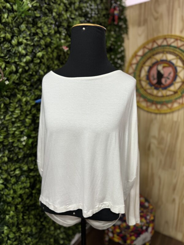 Blusa Chifon Manga Longa Branca (desapego)