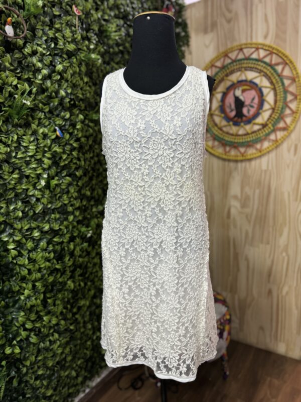 Vestido Zinzane Curto Bordado Off White Branco (desapego)