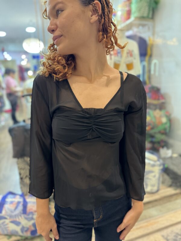 Blusa Preta Transparente (desapego)