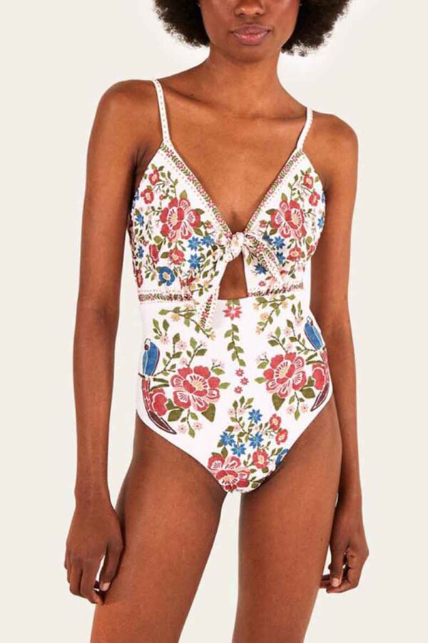 Maiô Body farm Floral branco vermelho (novo) - Image 2