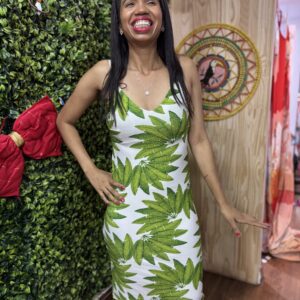 Vestido Longo Farm Canelado Branco Folhagem (novo)