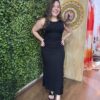 Vestido Farm Longo Preto Canelado (novo)