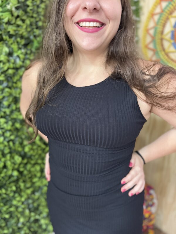 Vestido Farm Longo Preto Canelado (novo) - Image 2