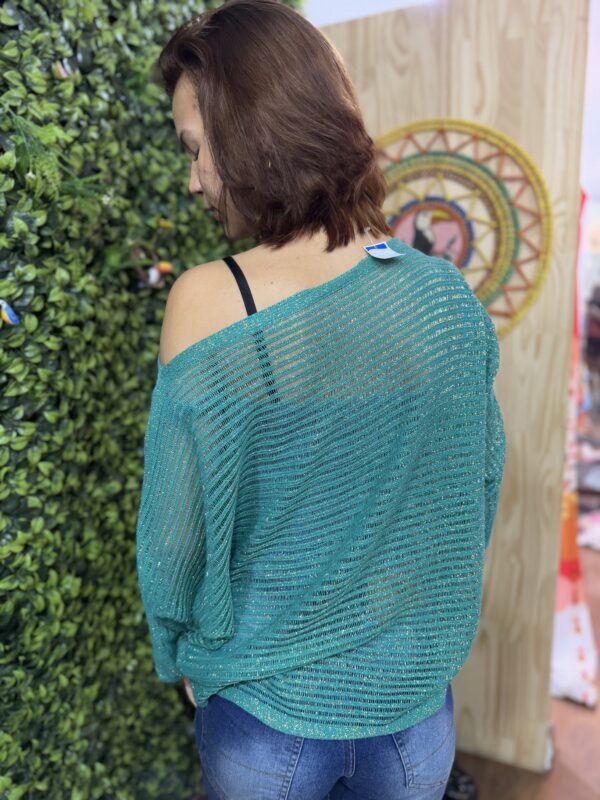 Blusa Verde Lurex Brilhante (desapego) - Image 3