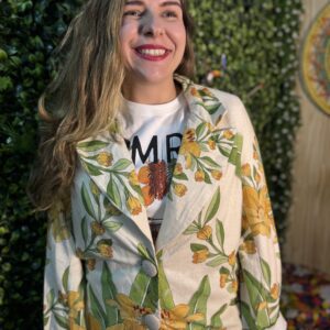 Blazer Farm Branco Floral Amarelo (novo)
