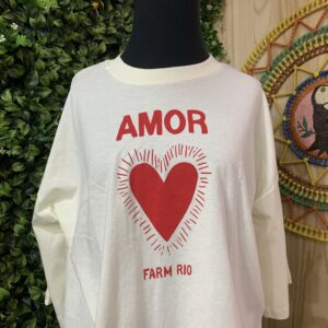 Camisa T- shirt Cropped Farm Rio Amor Off White (novo)