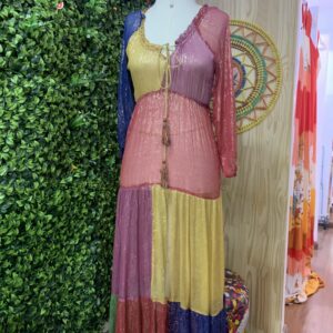 Vestido Arco-Íris Farm Lurex Segunda Pele Transparente (novo)