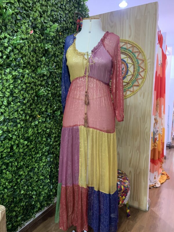Vestido Arco-Íris Farm Lurex Segunda Pele Transparente (novo)