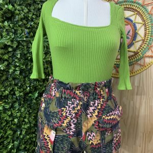 Short Jeans Farm Estampado Tucano Verde (desapego)