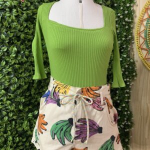 Short Jeans Farm Off White Bananas Coloridas (desapego)