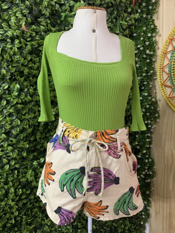 Short Jeans Farm Off White Bananas Coloridas (desapego)