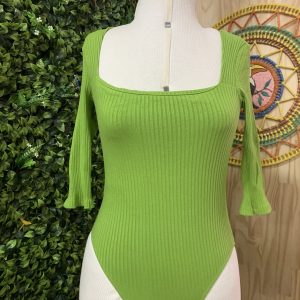 Body Manga Média Farm Verde Liso (desapego)