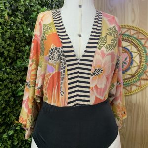Body Manga Morcego Farm Estampado Floresta Florida (desapego)