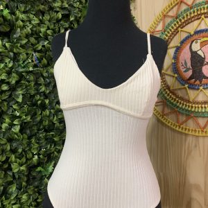 Body Canelado Farm Branco Liso Básico (desapego)
