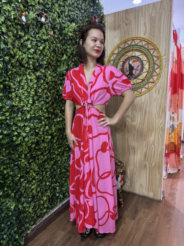Vestido Farm Longo Rosa Caju (novo)