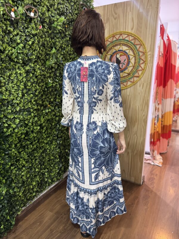 Vestido Farm Longo Sonho Tropical Azul E Branco (desapego) - Image 3