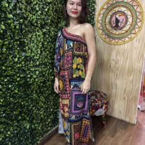 Vestido Farm Smile Longo Ombro Só Preto (desapego)