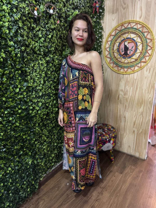 Vestido Farm Smile Longo Ombro Só Preto (desapego)