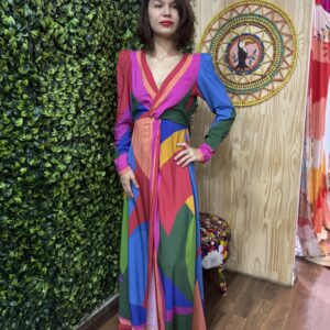 Vestido Farm Longo Lenço Costela de Cor (novo)