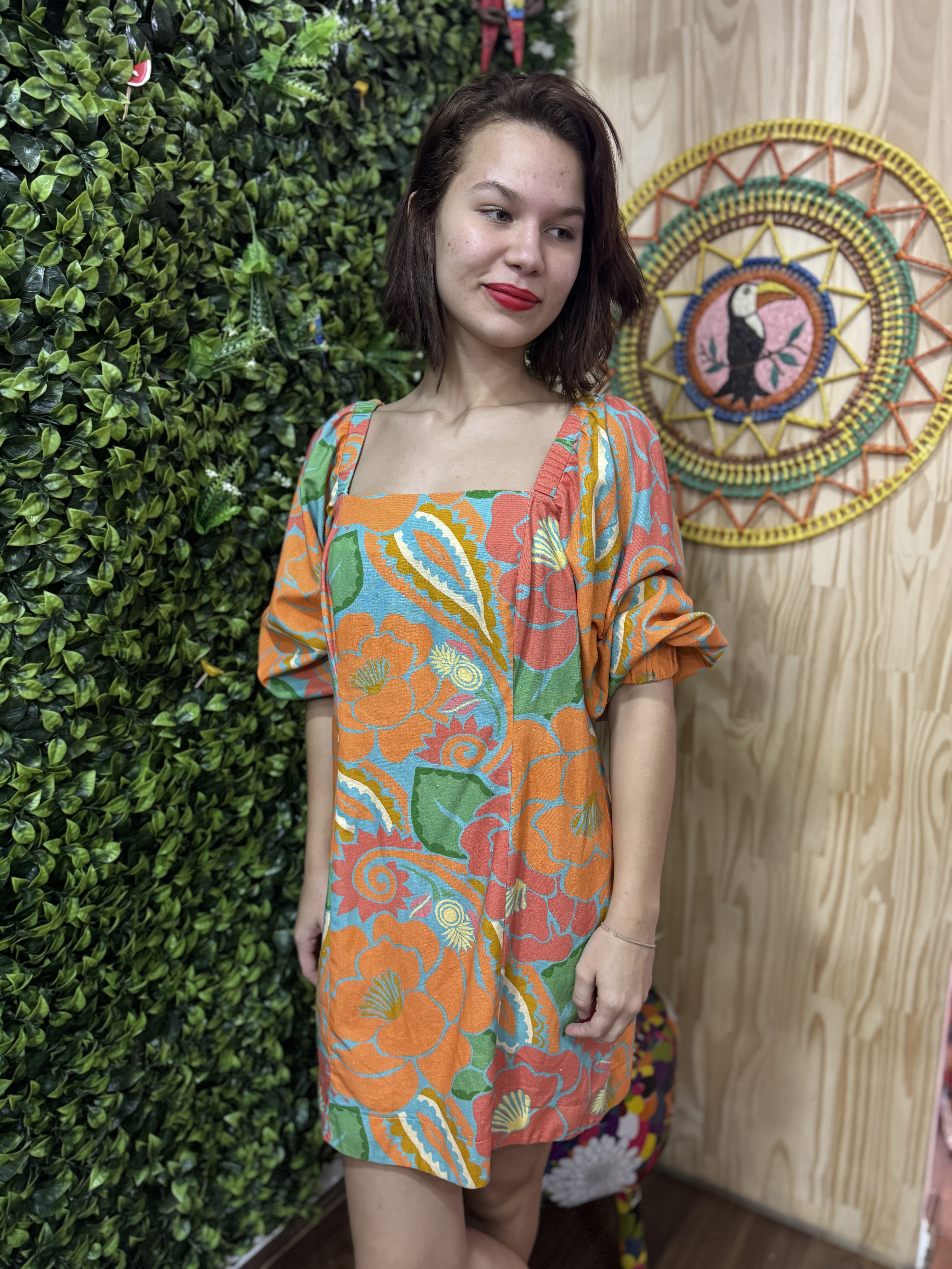 Vestido Farm Curto Estampado Tropicale (desapego)