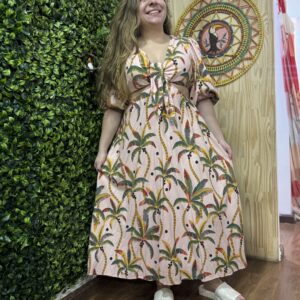 Vestido Longo Farm Coqueiros Rosa (desapego)