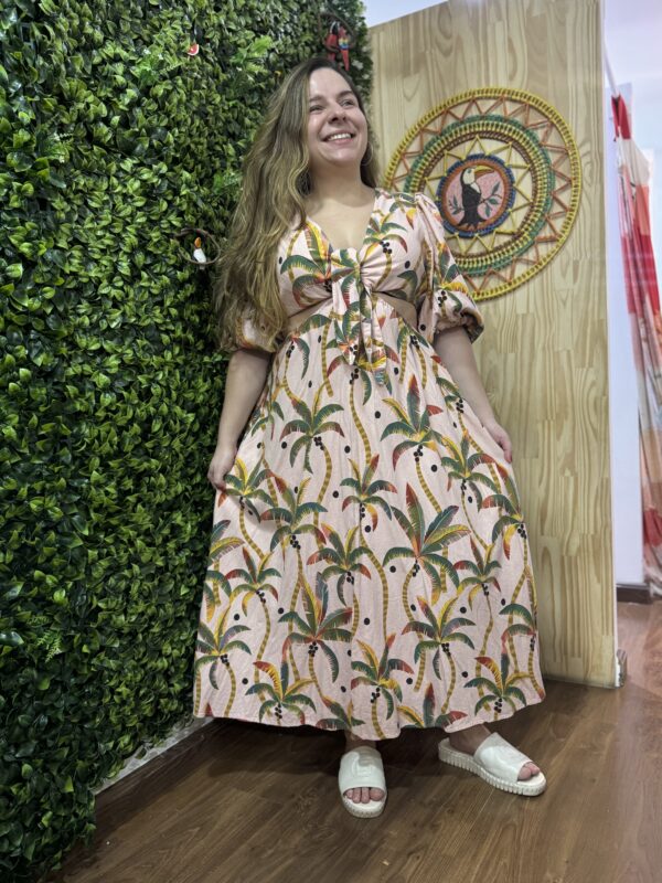 Vestido Longo Farm Coqueiros Rosa (desapego)