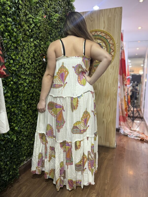 Vestido Longo Farm Branco Estampado Borboletas (desapego) - Image 2