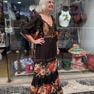 Vestido Farm Longo Floral Preto (desapego)