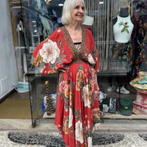 Vestido Farm Longo Floral Vermelho (desapego)