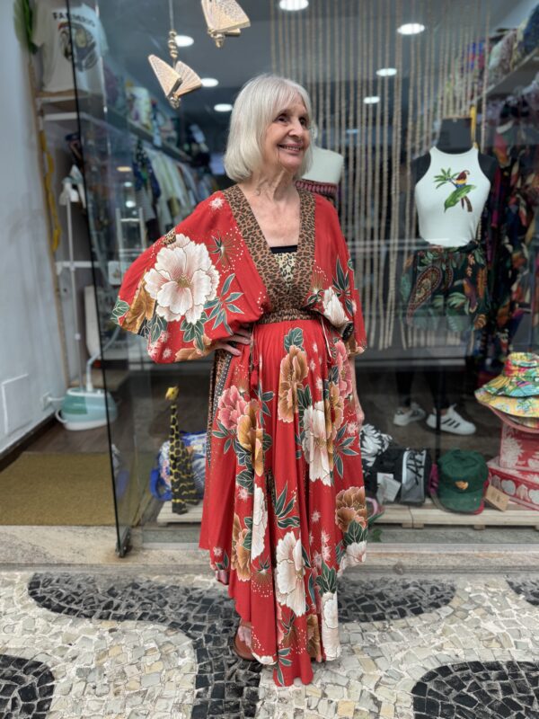 Vestido Farm Longo Floral Vermelho (desapego)