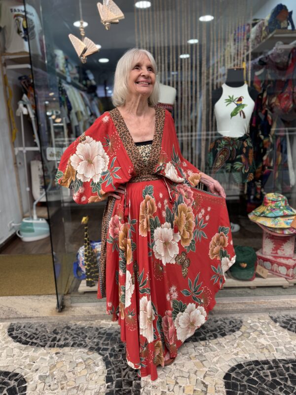 Vestido Farm Longo Floral Vermelho (desapego) - Image 2