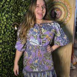Vestido Curto Farm Estampado Roxo Floral (desapego)