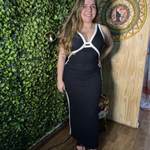 Vestido  Farm Canelado Preto  (novo)