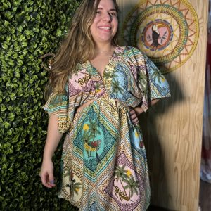 Vestido  Farm Canelado Tropical  (desapego)