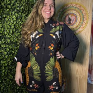 Macaquinho Farm Estampado Selva Preto  (desapego)