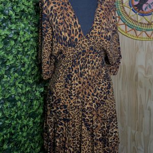 Vestido Curto Farm Estampado costela de onça (desapego)