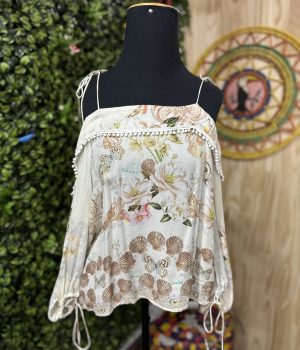 Blusa Farm Mangas Bufantes Branco Floral (desapego)