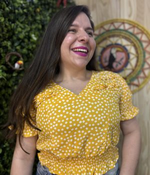 Blusa Cropped Amarelo Flores (novo)