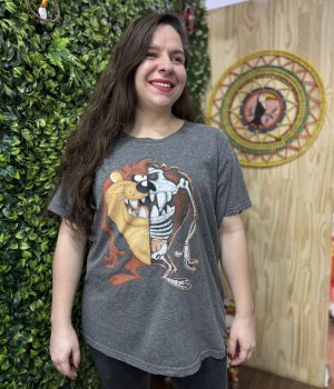 Blusa Looney Tunes Cinza Taz Mania (desapego)